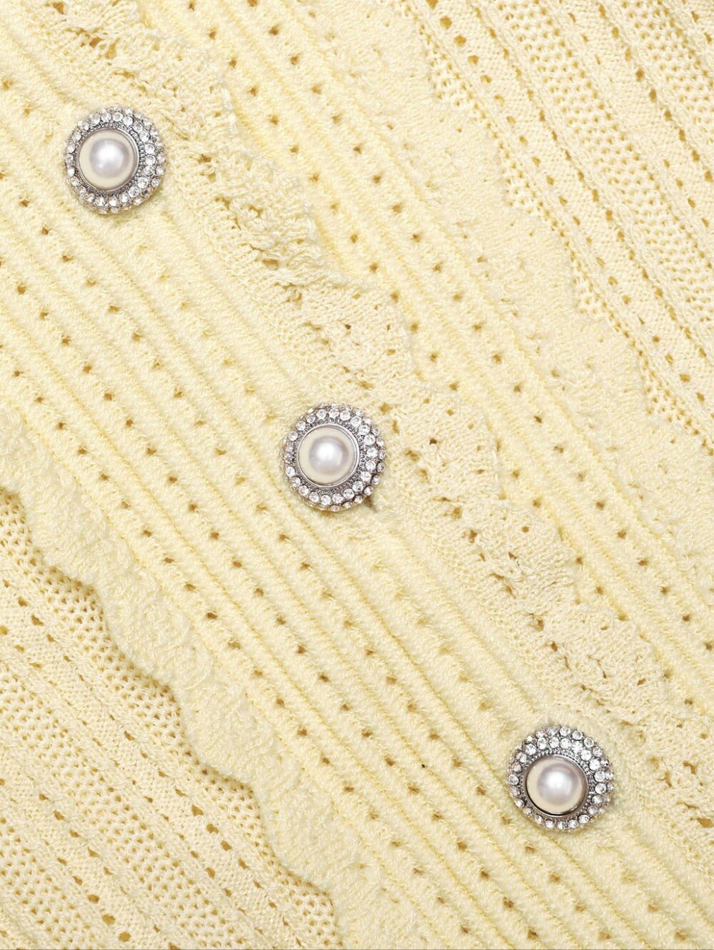Self Portrait Yellow Pointelle Peplum Knit Mini Dress - Picture 5 of 7